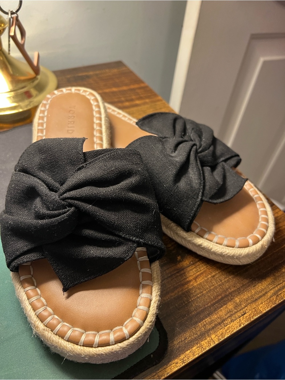 torrid Black Knotted Slide Sandals with Espadrille Trim